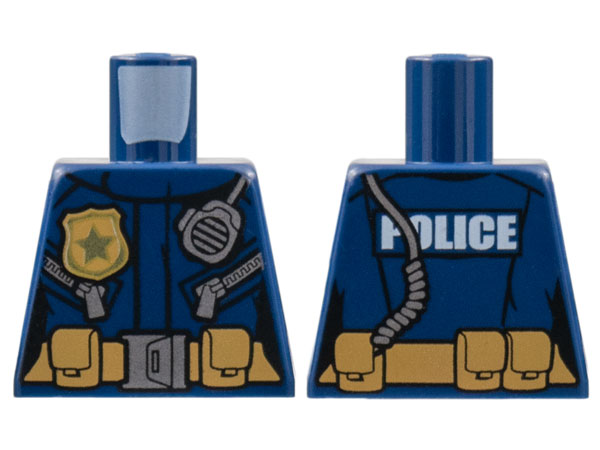 Torso Police Female Jacket with Zippers, Gold Badge, Radio and 'POLICE' Pattern on Reverse