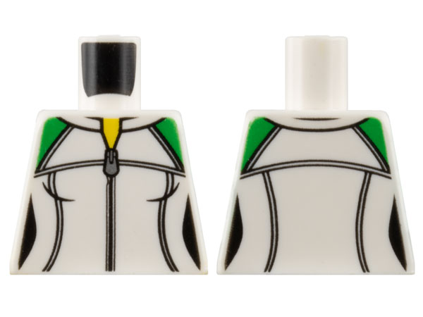 Torso Female Sweatshirt with Silver Zipper and Green Shoulders, Yellow Neck Pattern