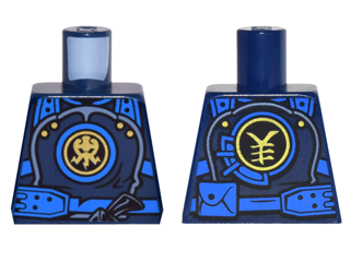 Torso Ninjago Armor with Blue Straps and Utility Belt with Lightning Power Emblem Pattern