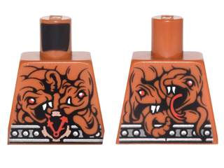 Torso Ninjago Metallic Silver Belt with Rivets, Clock and 4 Snakes Pattern