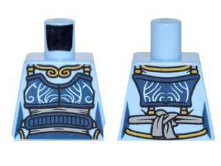 Torso Ninjago Female Outline Dark Blue Apron with Light Bluish Gray Sash, Gold Necklace Pattern