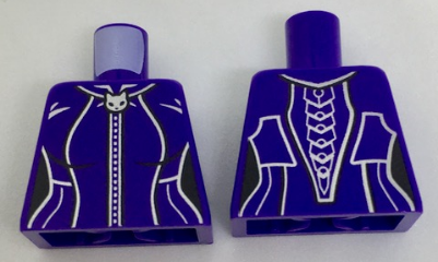 Torso Female Outline with Silver Stripes, Cat Zipper and Spine Armor Pattern