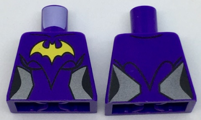 Torso Female Outline with Yellow Bat and Silver Side Trim Pattern