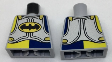 Torso Silver Armor Plates with Black Batman Logo in Gold Oval Pattern