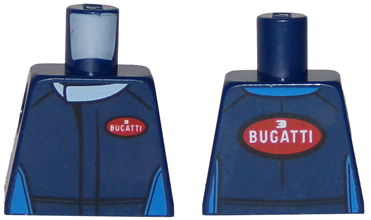 Torso Racing Suit with '3' and 'Bugatti' on Front and Larger '3' and 'Bugatti' on Back Pattern