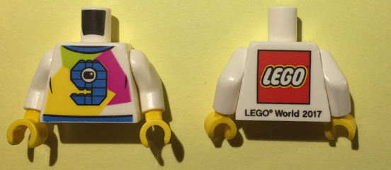 Torso Lego World Denmark 2017 and Number 9 Pattern / White Arms / Yellow Hands