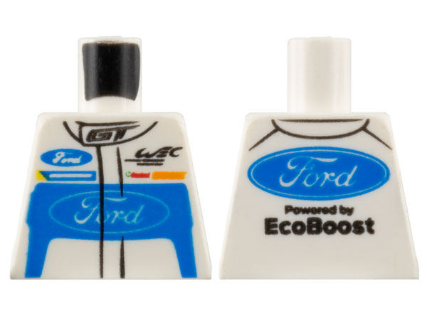Torso Racing Suit with Ford Logo and 'GT' on Front and Ford Logo and 'Powered by EcoBoost' on Back Pattern