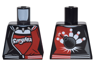 Torso Female Outline, Black and Red Bowling Jacket Pattern
