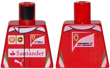 Torso Speed Champions with Shell, UPS, Ferrari, Puma and Red Santander Logo Front, Ferrari Logo Back Pattern