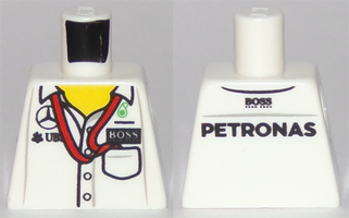 Torso Speed Champions with Boss, Mercedes-Benz, Petronas and UBS Logos and Red Ribbon and Pocket, Front and Back Pattern