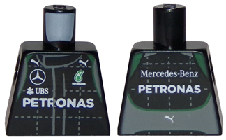 Torso Racing Suit with Boss, Mercedes, Petronas, Puma and UBS Logos, Green Trim, Front and Back Pattern