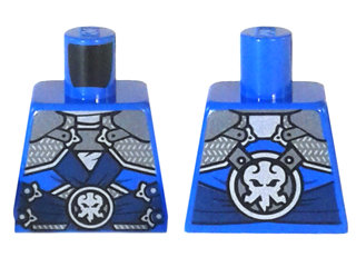 Torso Ninjago Dark Blue Straps, Silver Armor, Clasps and Lightning Emblem Pattern