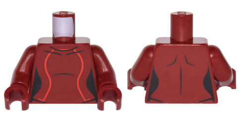 Torso Female Outline, Black Neckline and Collarbones, 2 Red Stripes Pattern / Dark Red Arms / Dark Red Hands