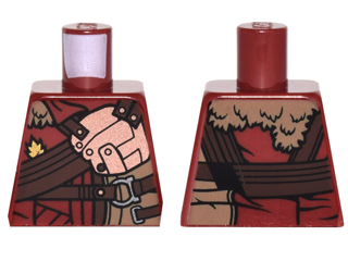 Torso Fur Collar, Copper Armor Panel with Dark Brown Straps Pattern