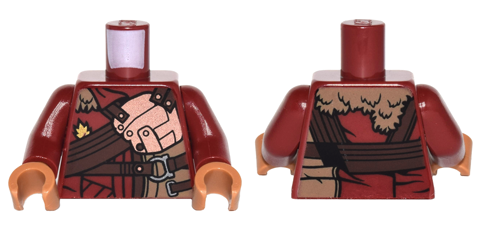 Torso Fur Collar, Copper Armor Panel with Dark Brown Straps Pattern / Dark Red Arms / Medium Nougat Hands