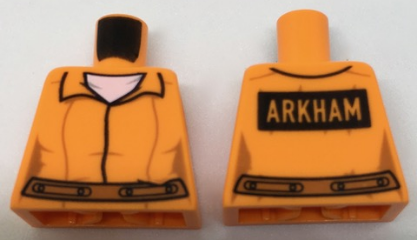 Torso Batman Prisoner Female Jumpsuit with Belt, White Undershirt and 'ARKHAM' on Back Pattern