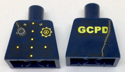 Torso Police Uniform, Gold Buttons and Badge, Radio Over Shoulder and 'GCPD' on Back Pattern
