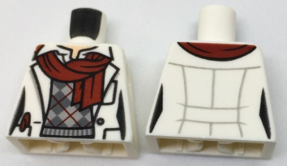 Torso Lab Coat with Dark Red Scarf over Knit Argyle Sweater Pattern