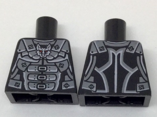 Torso Ninjago Dark Bluish Gray Armor with Wolf Head Emblem Pattern