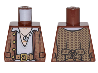 Torso PotC Vest with Gold Design with White Open Shirt, Belt and Pendant Pattern