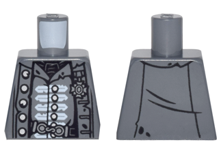 Torso PotC Naval Officer Uniform Tattered with Silver Buttons and White Trim, Belt Buckle, Service Medal Pattern