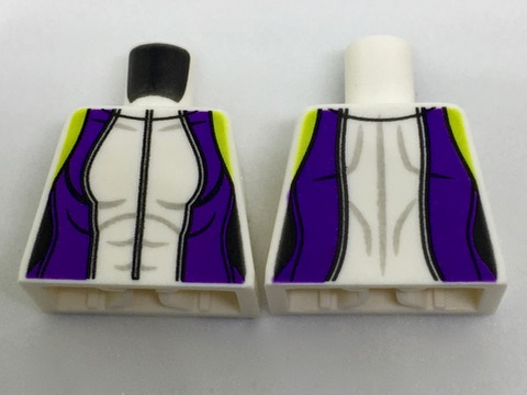 Torso Female Outline, Dark Purple Sides, Lime Shoulders and Zipper Front Pattern