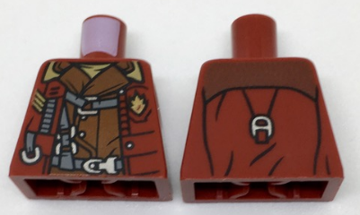 Torso Open Jacket with Badge over Reddish Brown Shirt and Harness Pattern