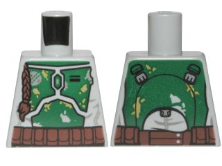 Torso SW Mandalorian Armor Plates Dark Green Pattern Dual Sided, Gray and Olive Green Patches (Boba Fett)