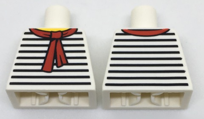 Torso Black Thin Stripes, Red Scarf Front and Back Pattern