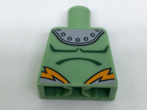 Torso Shoulder Armor with Rivets and Orange Lightning Pattern