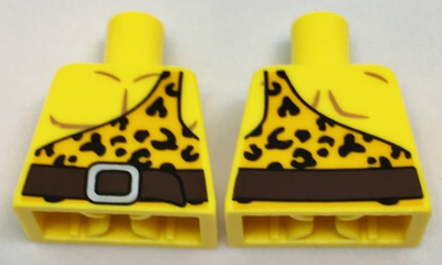 Torso Bright Light Orange Shirt with One Strap and Leopard Spots and Reddish Brown Belt Pattern