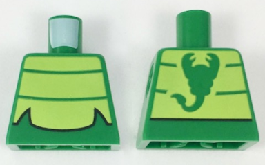 Torso Lime Chest Panel with 2 Thin Stripes Pattern (Scorpion)