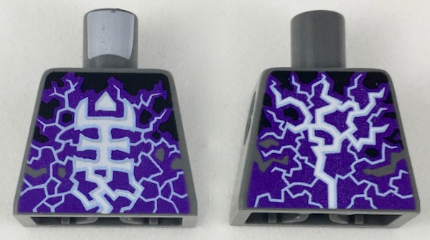 Torso White and Bright Light Blue Rogul Symbol and Lightning over Dark Purple and Black Pattern