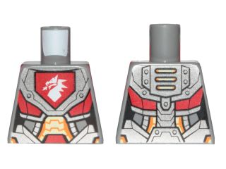 Torso Nexo Knights Female Armor with Orange and Gold Circuitry and Emblem with White Dragon Pattern