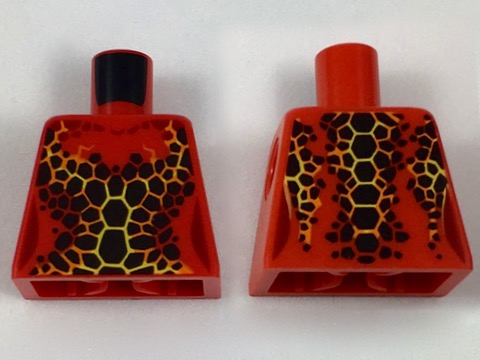 Torso Nexo Knights Female Outline with Black and Orange Scales Pattern