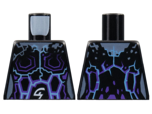 Torso Female Outline with Dark Purple and Bright Light Blue Rock/Lightning Effect and White Arcane Symbols Pattern