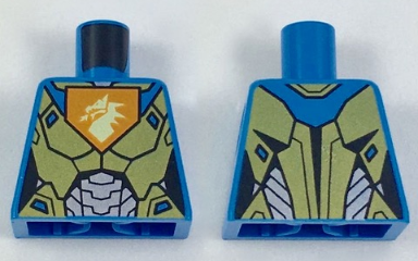 Torso Female Nexo Armor Gold and Silver with Dragon Head on Orange Pentagonal Shield Pattern