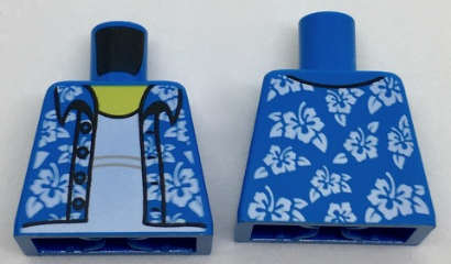 Torso Hawaiian Shirt Open with White Flowers over White Undershirt Pattern