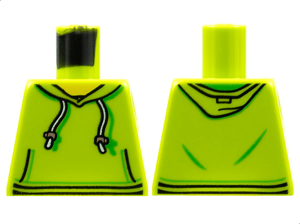 Torso Hoodie with White Drawstrings, Silver Adjusters and Kangaroo Pockets Pattern