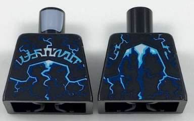 Torso Nexo Knights Dark Blue, Bright Light Blue and White Lightning Effects and Symbols Pattern