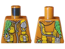 Torso Jacket with Bright Light Orange Pouches, Silver Radio and Bright Green Rope Pattern