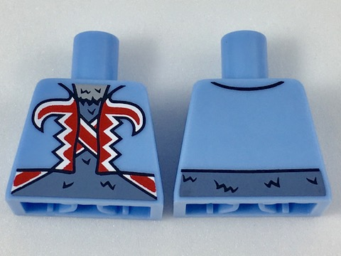 Torso Vest with Red and White Trim over Sand Blue Hairy Chest Pattern