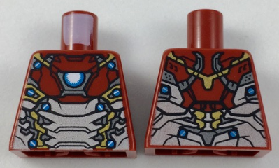 Torso Silver, Gold, and Light Blue Armor, Iron Man Arc Reactor on Chest Pattern