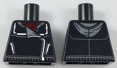 Torso Jacket with Dark Bluish Gray Collar Flap and Hood Pattern