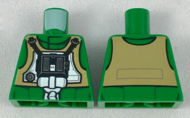 Torso SW Rebel A-wing Pilot with Tan Vest and Black Front Panel with Breathing Apparatus Pattern