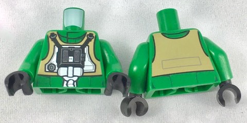 Torso SW Rebel A-wing Pilot with Tan Vest and Black Front Panel with Breathing Apparatus Pattern / Green Arms / Black Hands