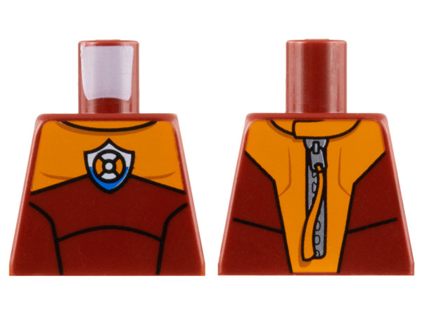 Torso Coast Guard Wetsuit with Orange Panel, Coast Guard Logo, and Zipper with Pull on Back Pattern