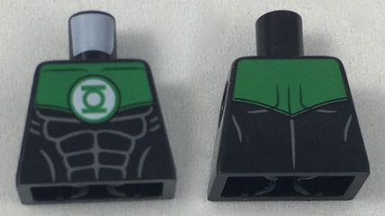 Torso Muscles Outline with Green Lantern Logo on White Background and Green Shoulders Pattern