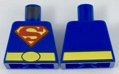 Torso Super Hero Costume with Red and Yellow Superman 'S' Logo and Wide Yellow Belt with Oval Clasp Pattern