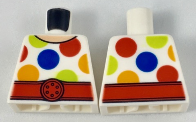 Torso Large Multicolor Polka Dots and Wide Red Belt Pattern